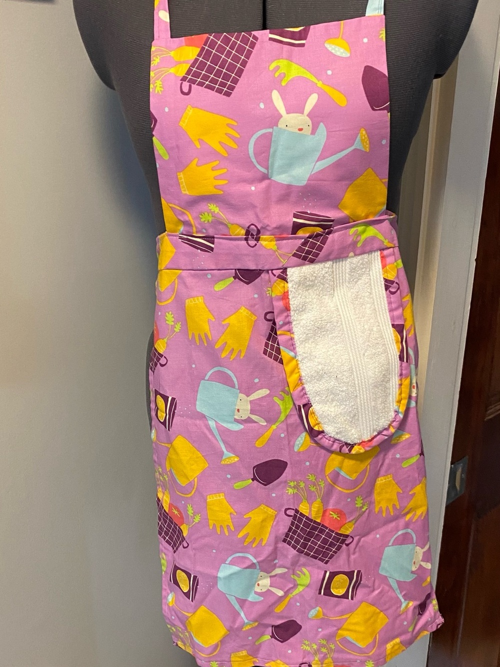 Kids Pink Gardening Print Apron